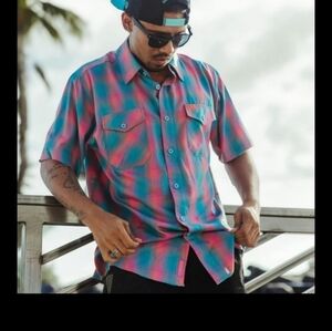DIXXON Pink and Blue Casual Button Down Shirt